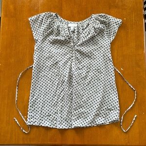 Polka dot striped maternity blouse